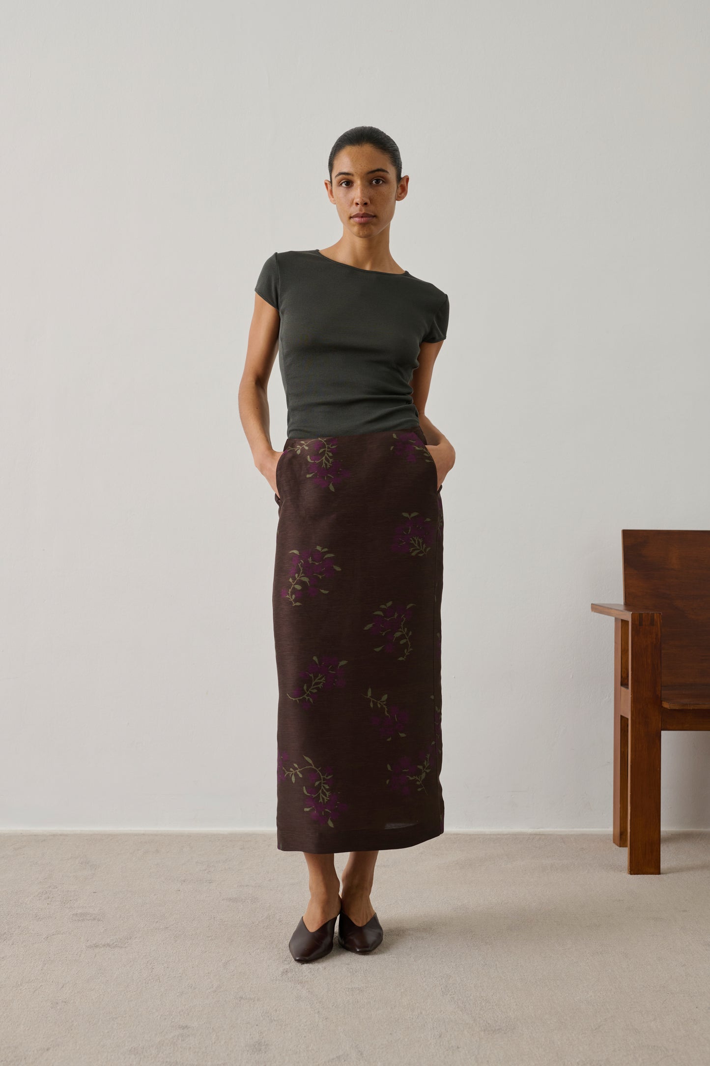 Jupe Helia - Marron/Violet - Lin - Femme